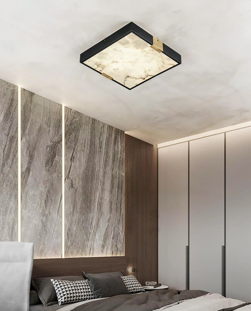 Square Lucien Alabaster Ceiling Light - Nuvé