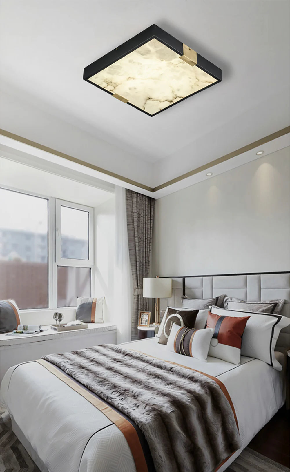 Square Lucien Alabaster Ceiling Light - Nuvé