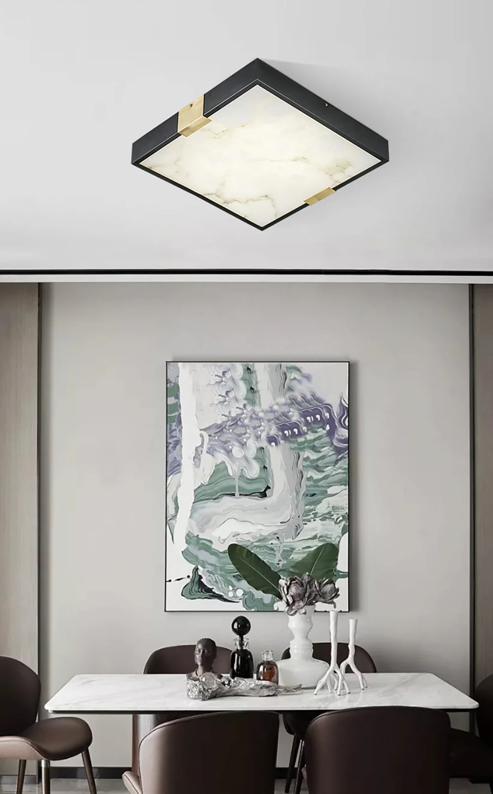 Square Lucien Alabaster Ceiling Light - Nuvé