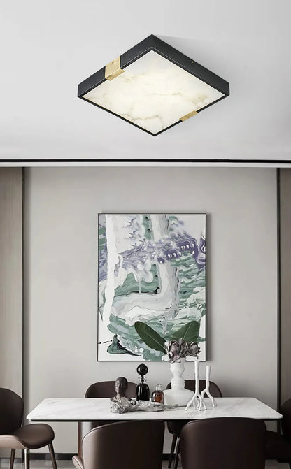 Square Lucien Alabaster Ceiling Light - Nuvé