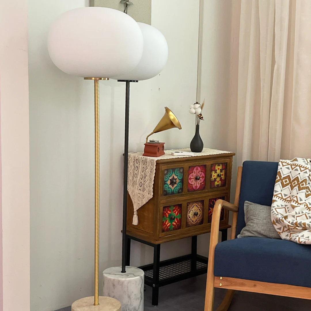 Glass Jwda Marble Floor Lamp - Nuvé