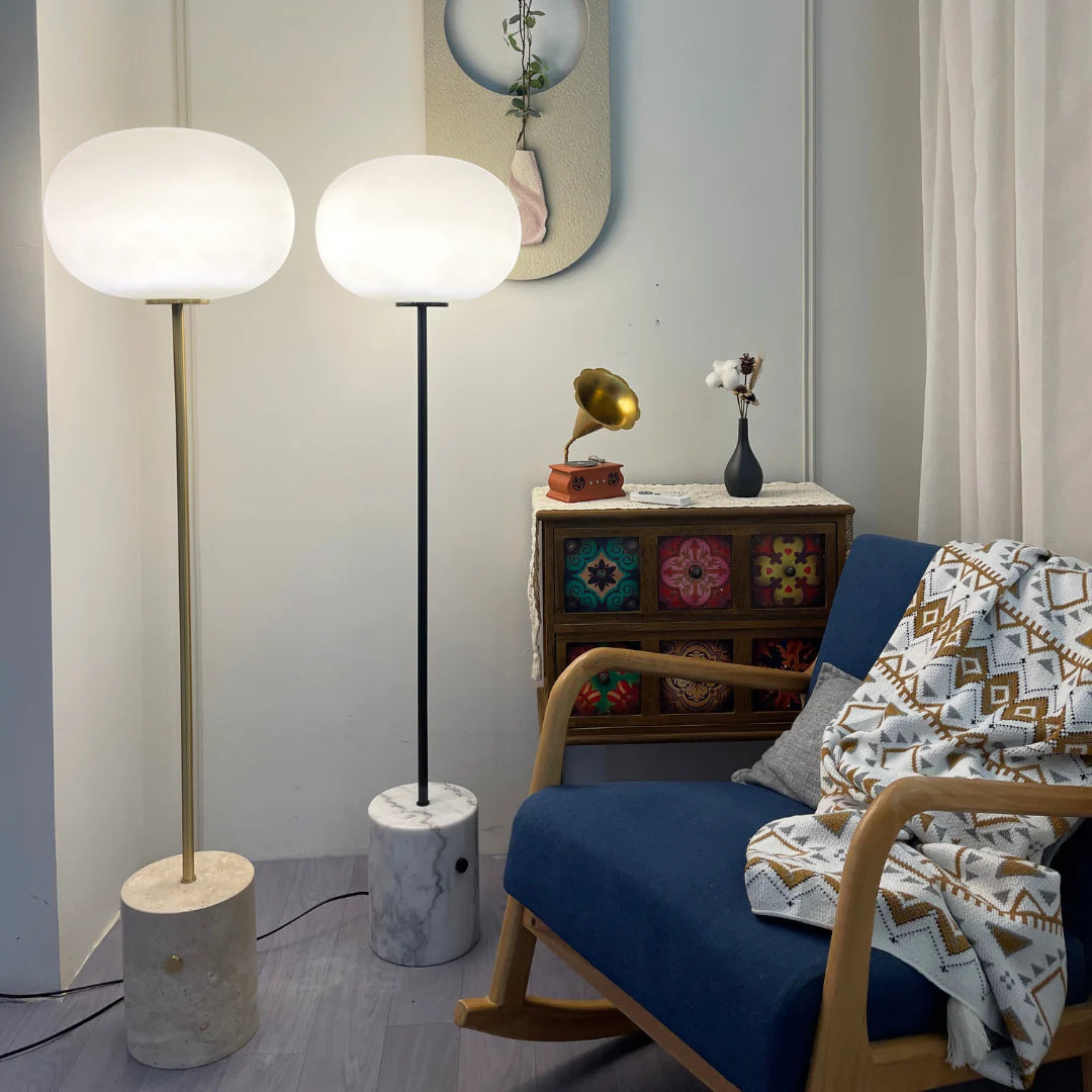Glass Jwda Marble Floor Lamp - Nuvé