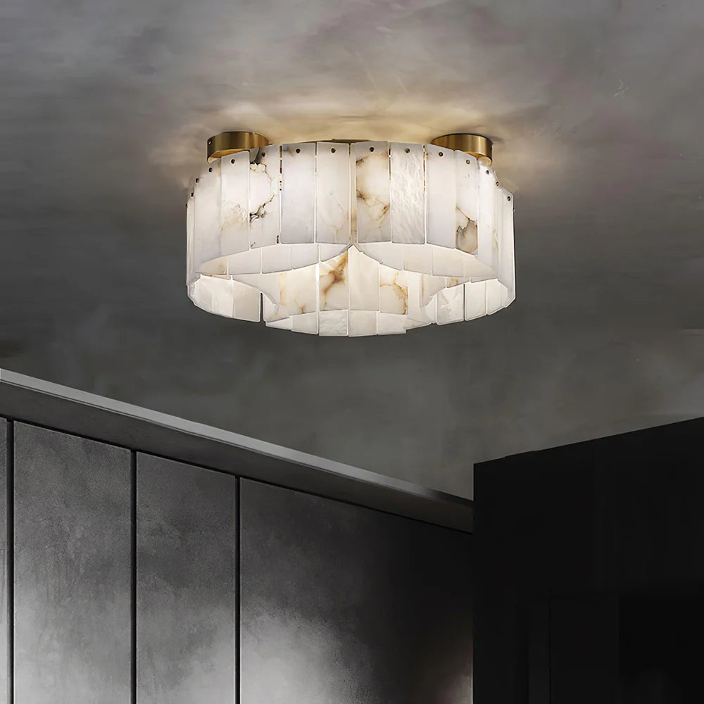 Luxe White Alabaster Ceiling Lamp - Nuvé