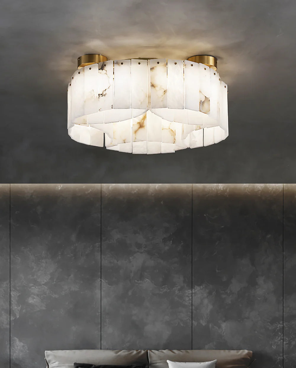Luxe White Alabaster Ceiling Lamp - Nuvé