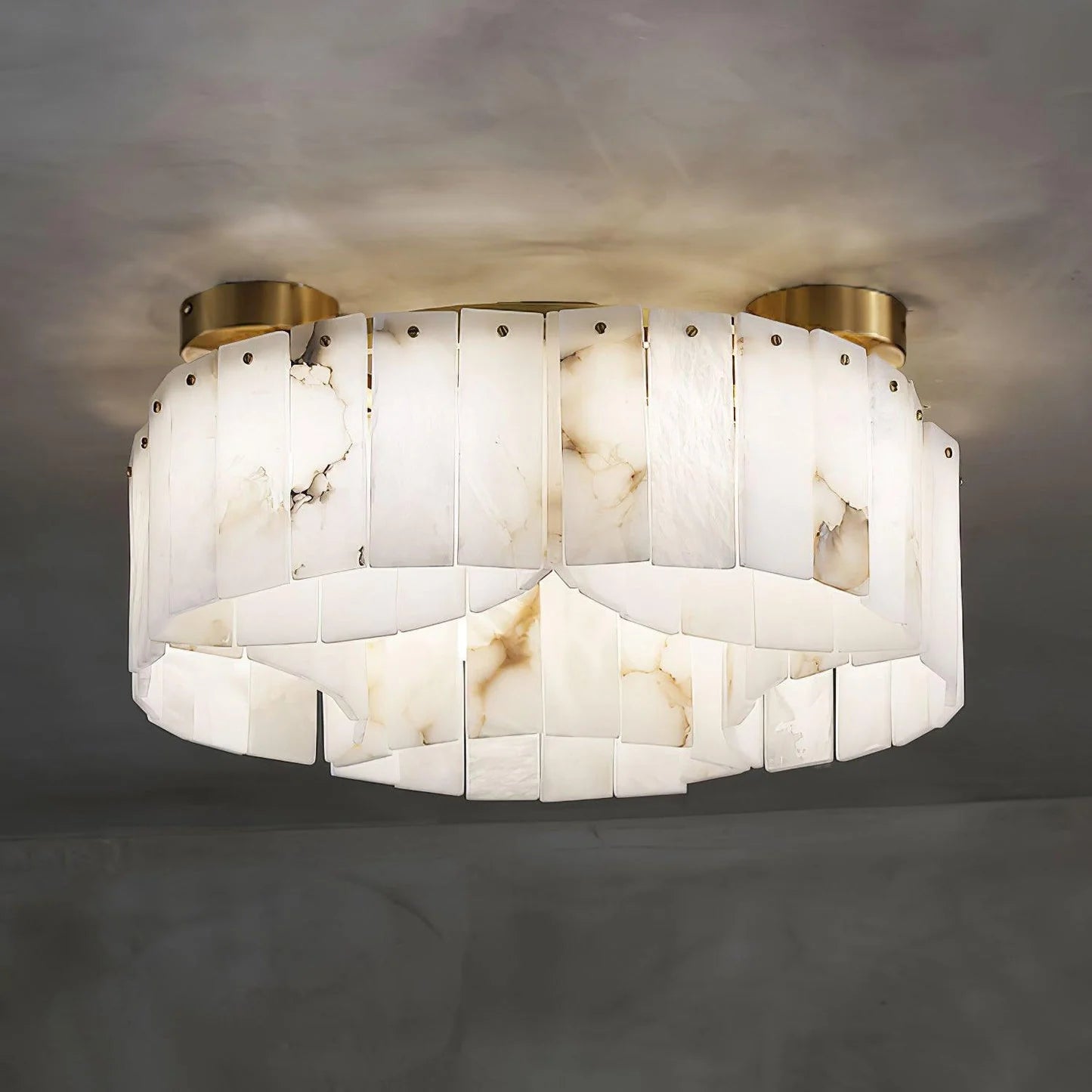 Luxe White Alabaster Ceiling Lamp - Nuvé