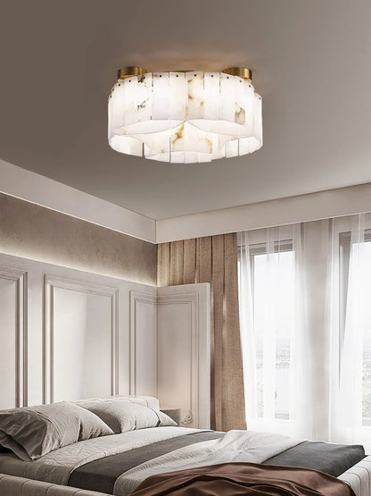 Luxe White Alabaster Ceiling Lamp - Nuvé