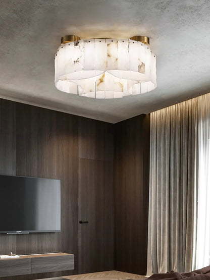 Luxe White Alabaster Ceiling Lamp - Nuvé