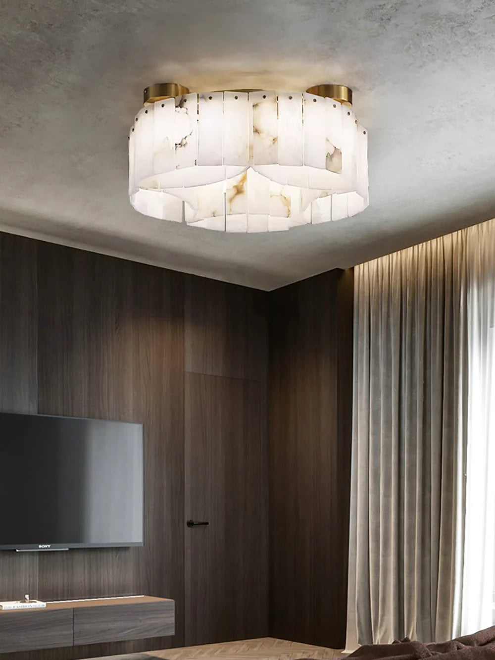 Luxe White Alabaster Ceiling Lamp