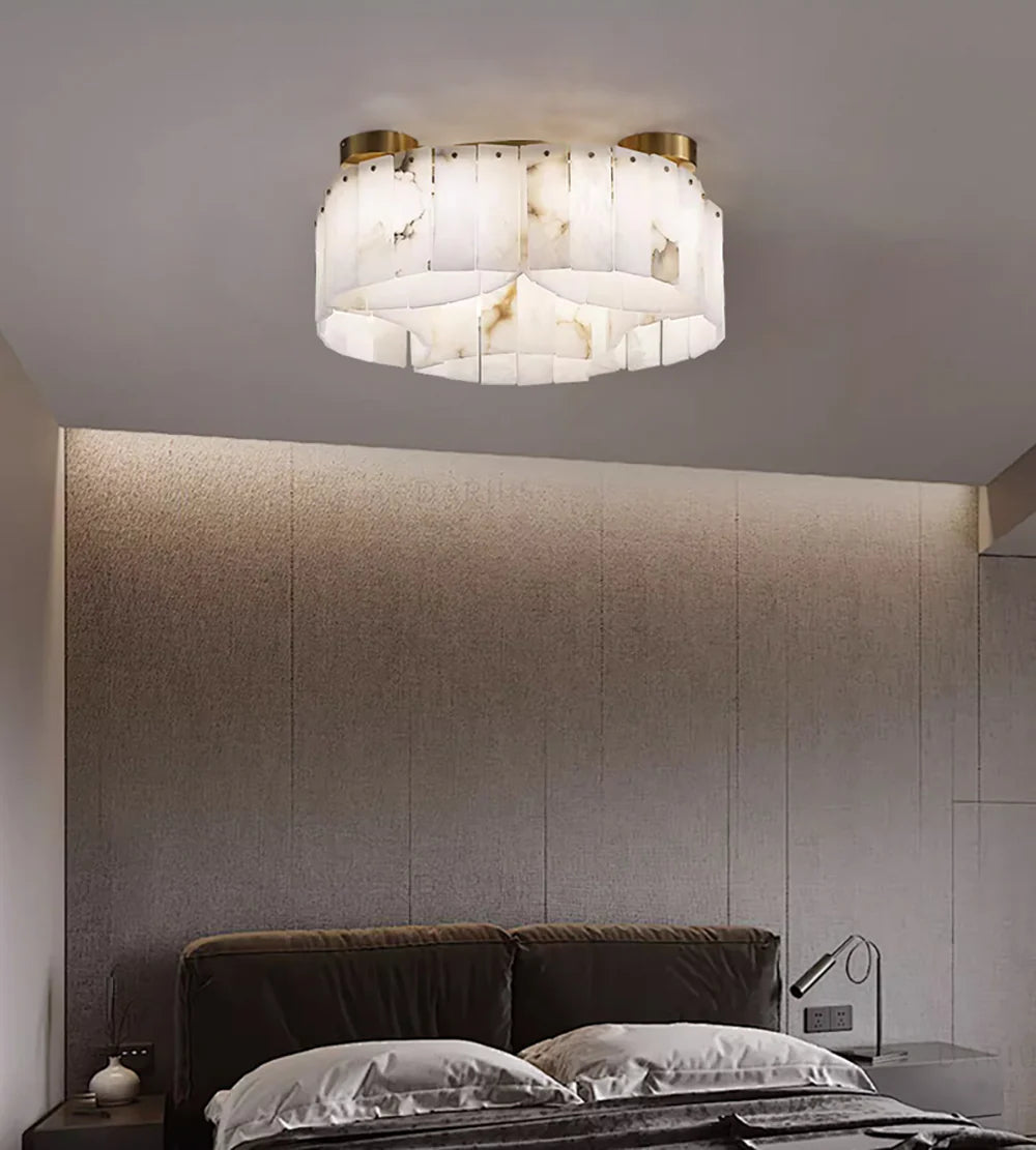 Luxe White Alabaster Ceiling Lamp - Nuvé