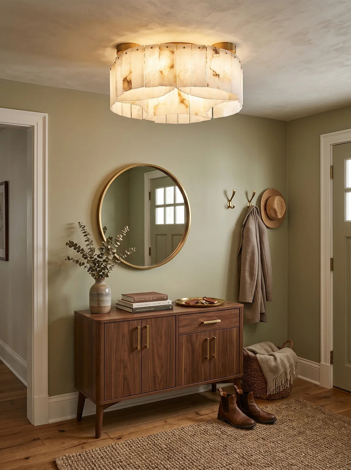 Luxe White Alabaster Ceiling Lamp