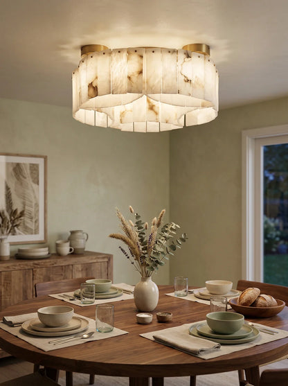 Luxe White Alabaster Ceiling Lamp