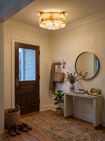 Luxe White Alabaster Ceiling Lamp