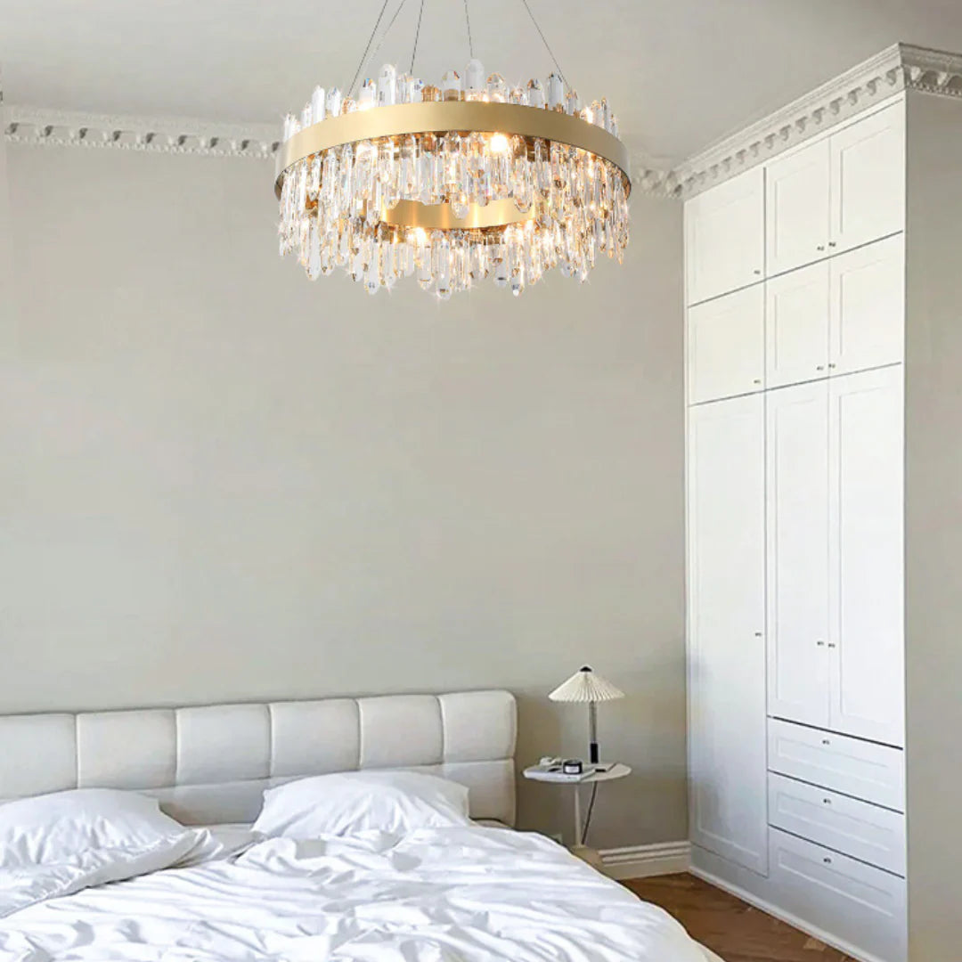 Round Luxury Crystal Column Chandelier