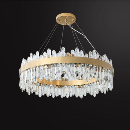 Round Luxury Crystal Column Chandelier