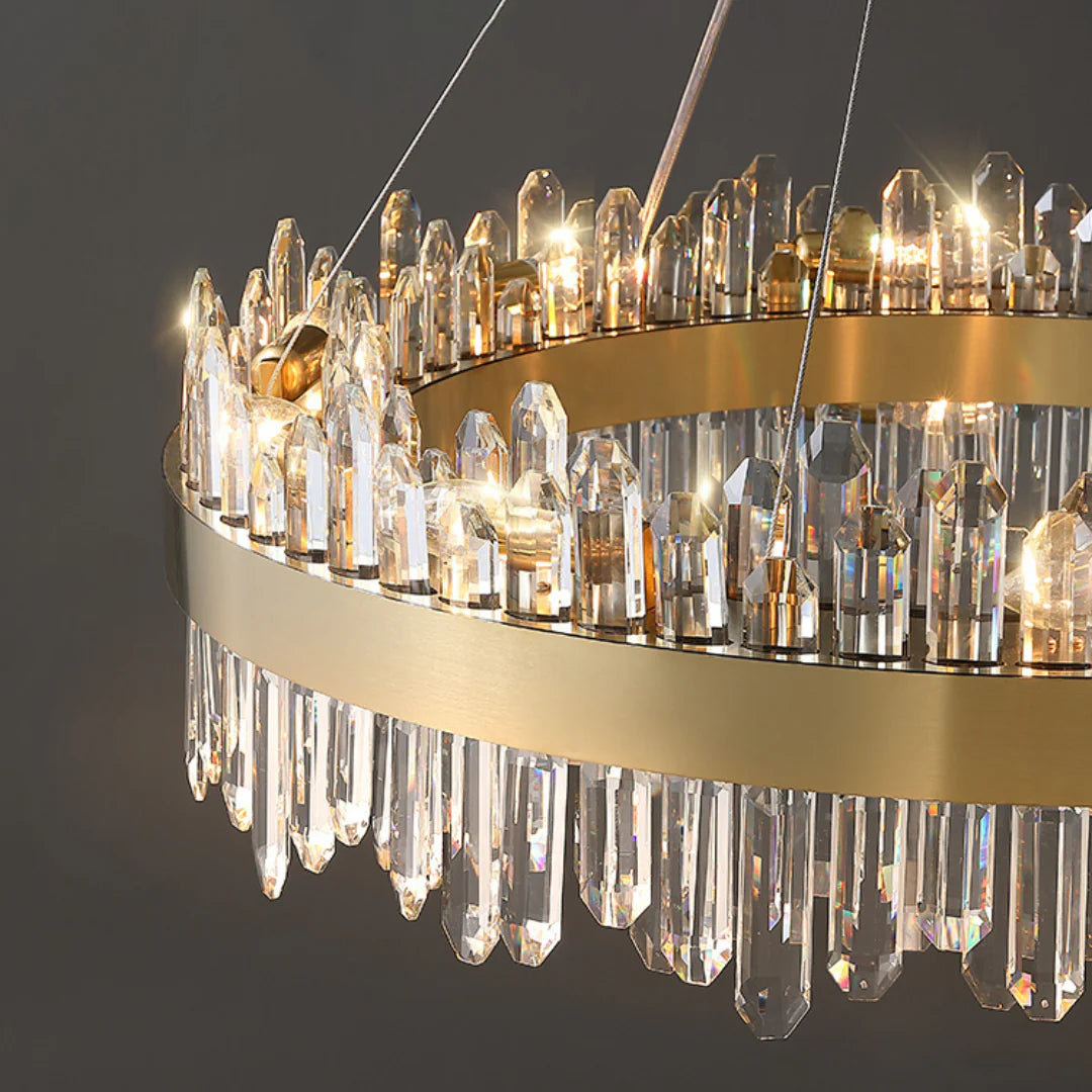 Round Luxury Crystal Column Chandelier