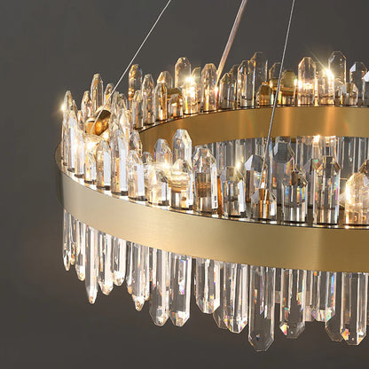 Round Luxury Crystal Column Chandelier
