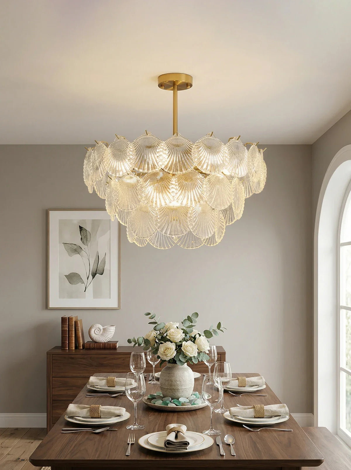 Luxury Shell Glass Chandelier