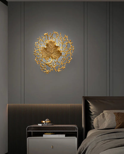 Leaf-Shaped Brass Biophilic Wall Lamp