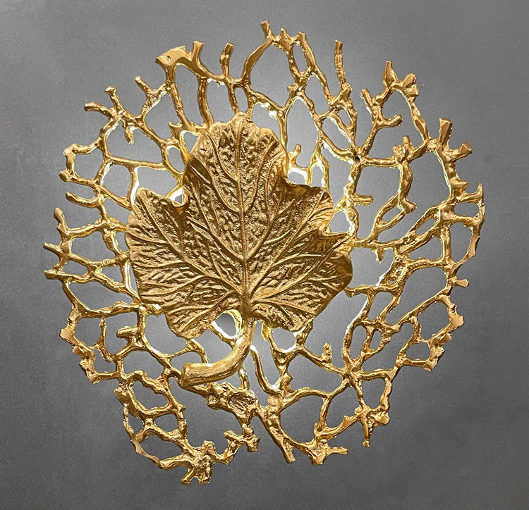 Leaf-Shaped Brass Biophilic Wall Lamp