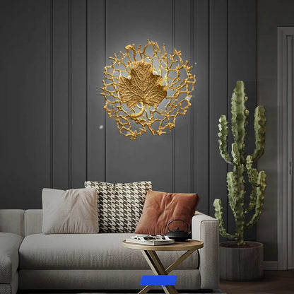 Leaf-Shaped Brass Biophilic Wall Lamp
