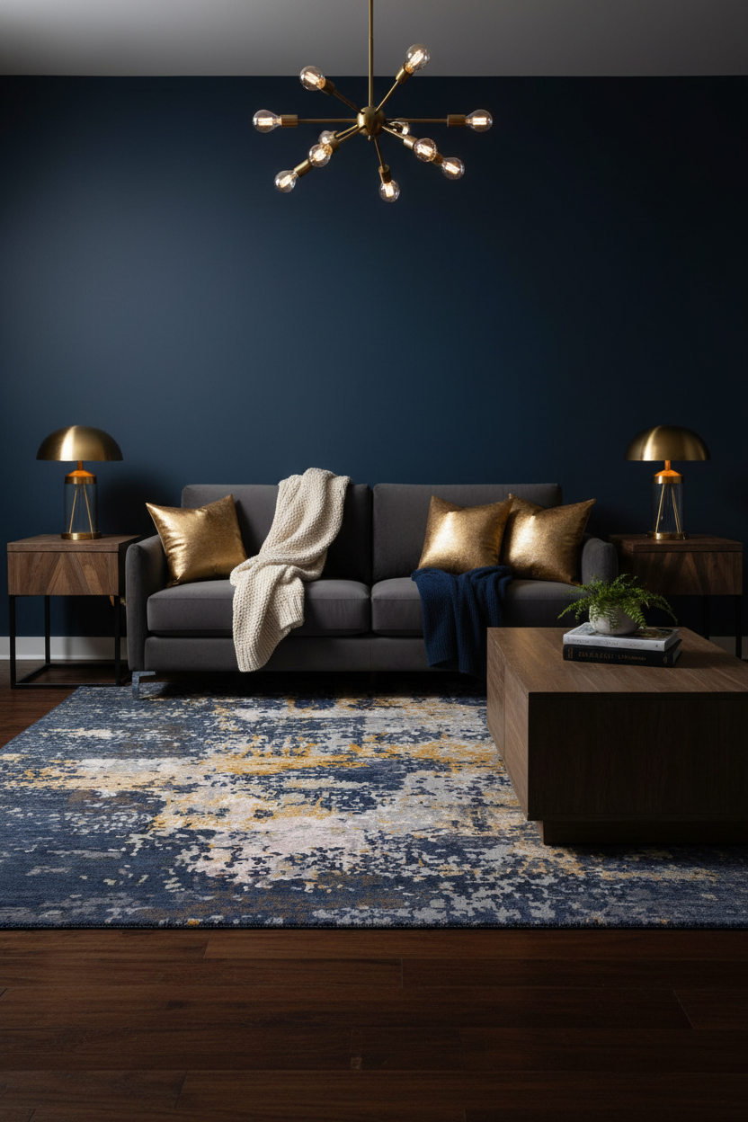 Contemporary Abstract (6x9) blue/gold