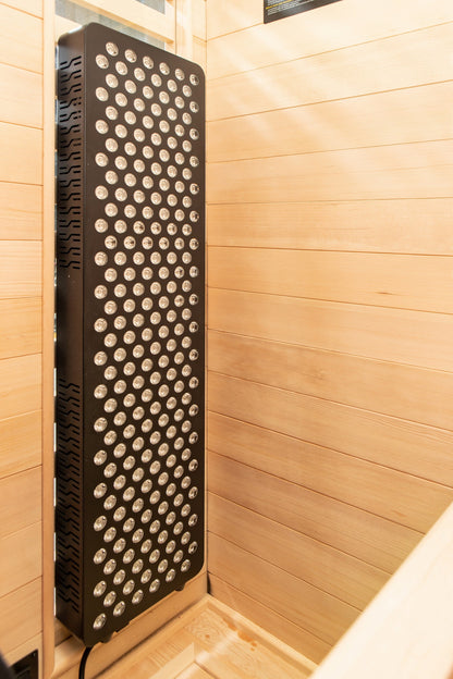 Peak Saunas Shasta 1-Person Full Spectrum Infrared Sauna with XL Medical-Grade Red Light Therapy & Smart WiFi App Control - Nuvé