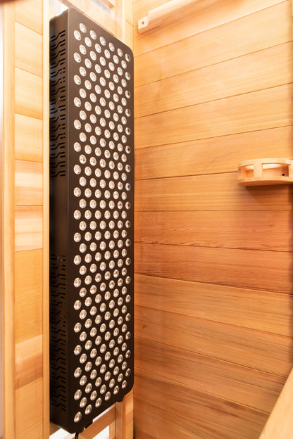 Peak Saunas Rainier 1-Person Full Spectrum Infrared Sauna with XL Medical-Grade Red Light Therapy & Smart WiFi App Control - Nuvé