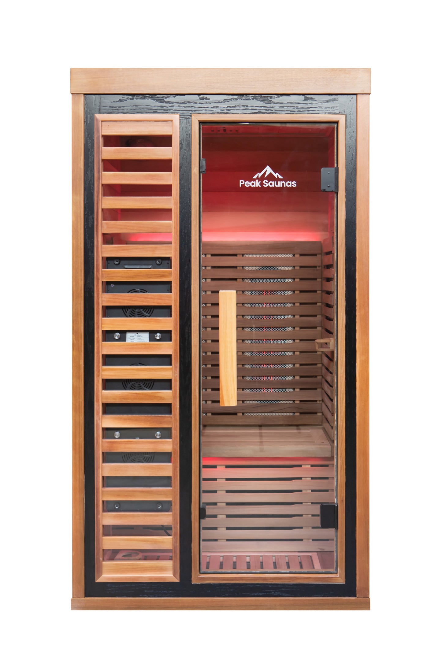 Peak Saunas Rainier 1-Person Full Spectrum Infrared Sauna with XL Medical-Grade Red Light Therapy & Smart WiFi App Control - Nuvé