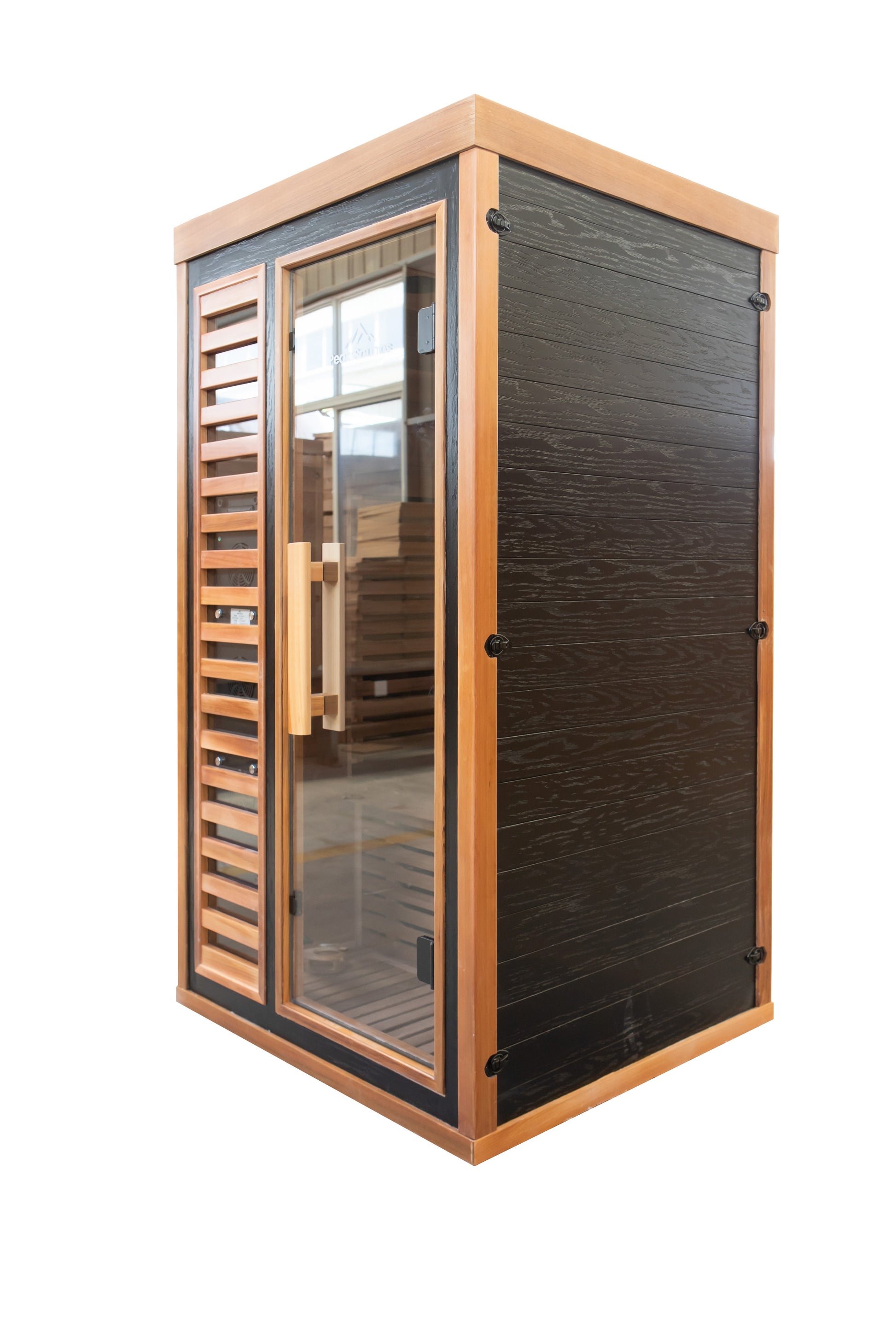 Peak Saunas Rainier 1-Person Full Spectrum Infrared Sauna with XL Medical-Grade Red Light Therapy & Smart WiFi App Control - Nuvé