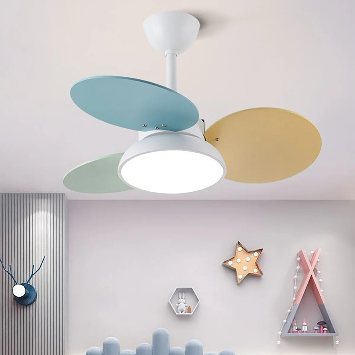 Macaron Colorful Round Ceiling Fan Light - Nuvé
