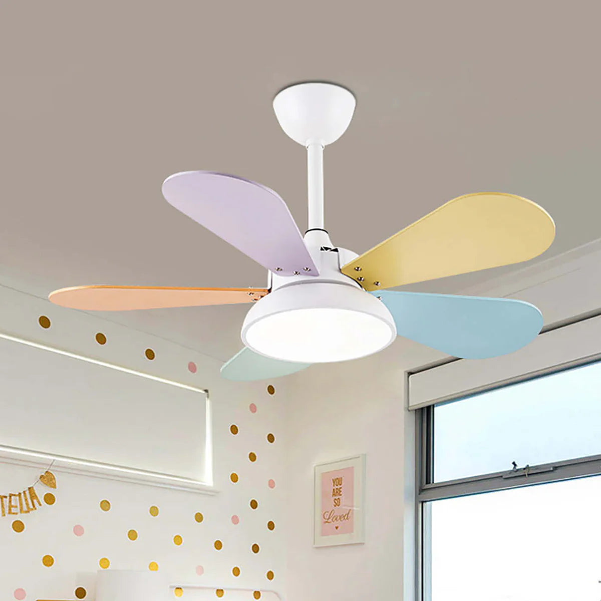 Macaron Colorful Round Ceiling Fan Light - Nuvé