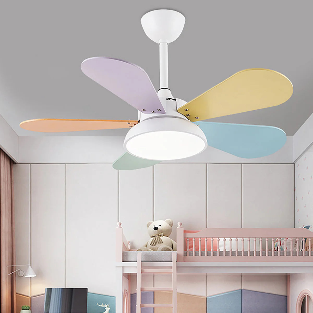 Macaron Colorful Round Ceiling Fan Light - Nuvé