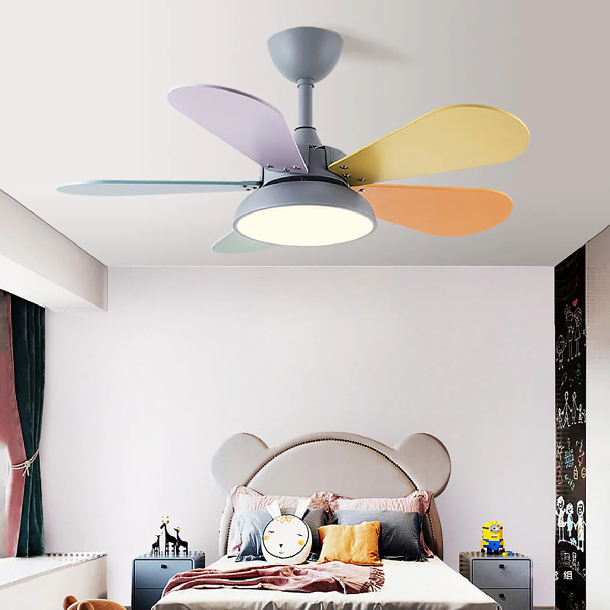 Macaron Colorful Round Ceiling Fan Light - Nuvé