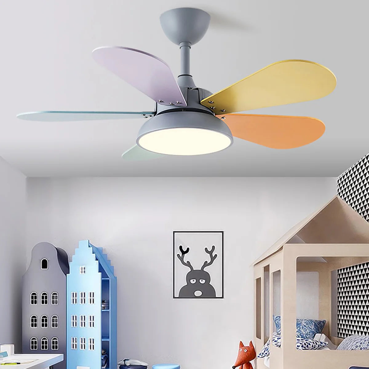 Macaron Colorful Round Ceiling Fan Light - Nuvé