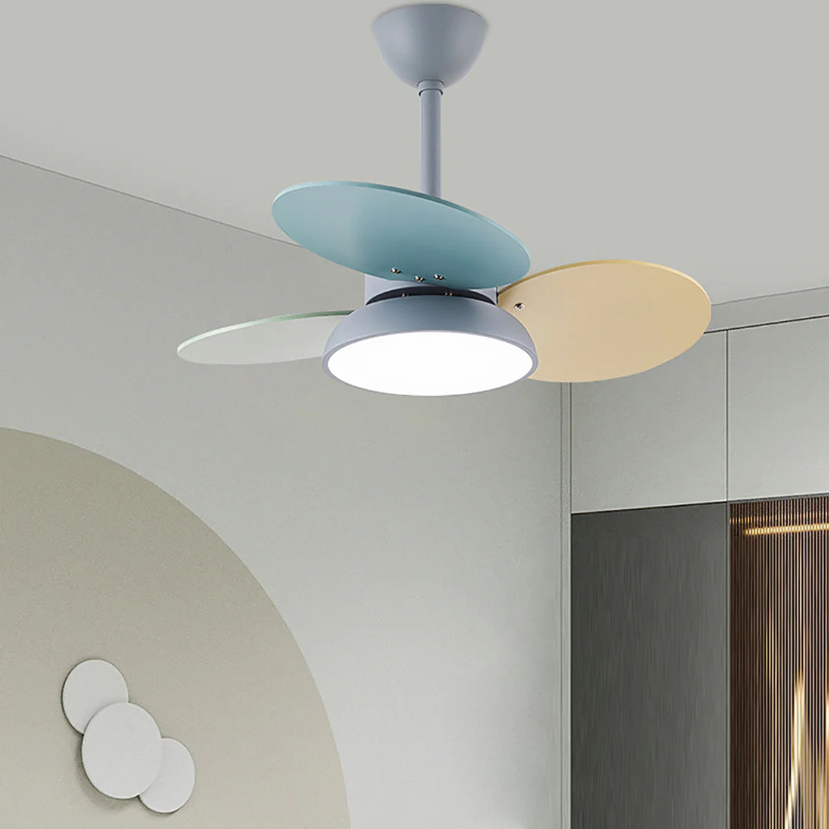 Macaron Colorful Round Ceiling Fan Light - Nuvé