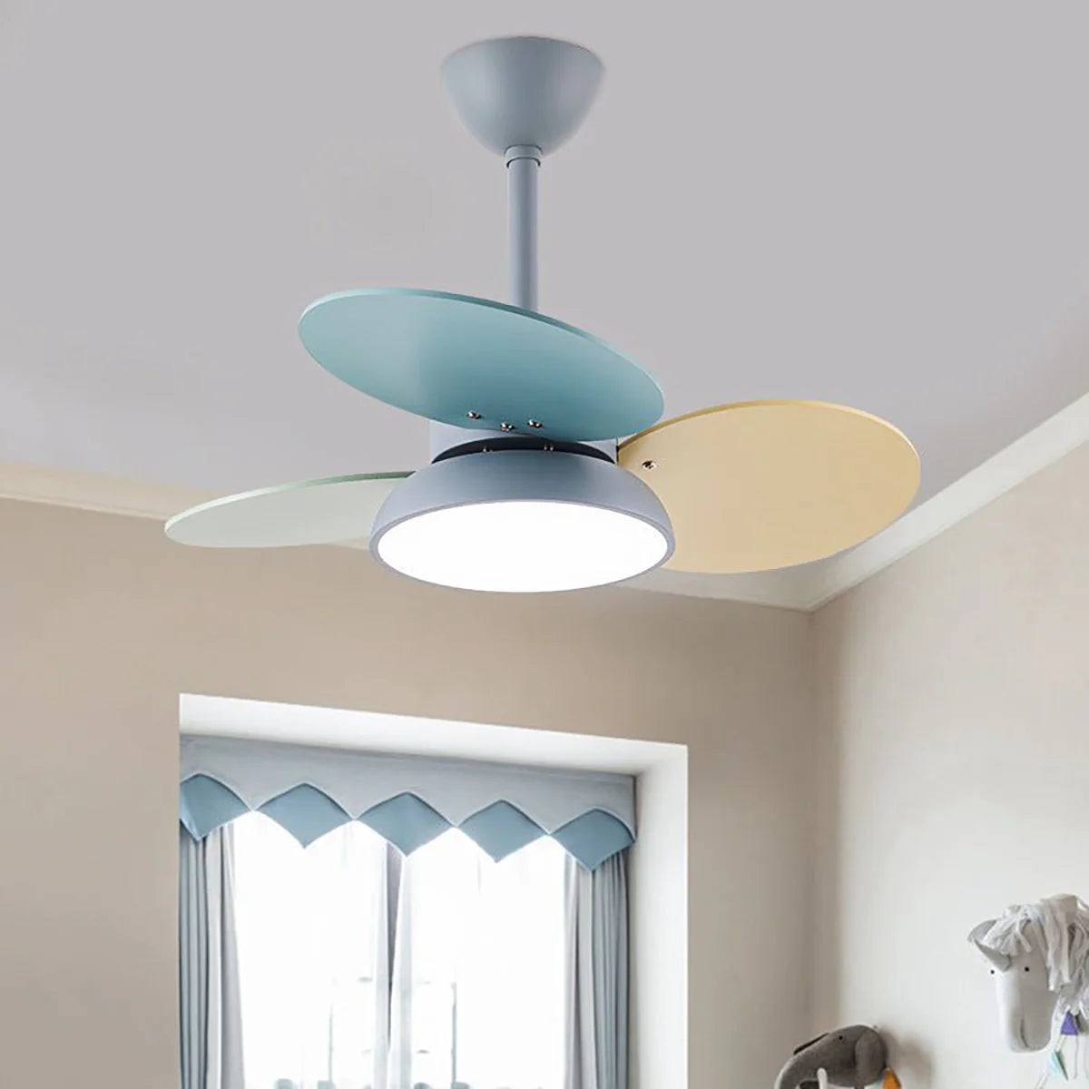 Macaron Colorful Round Ceiling Fan Light - Nuvé
