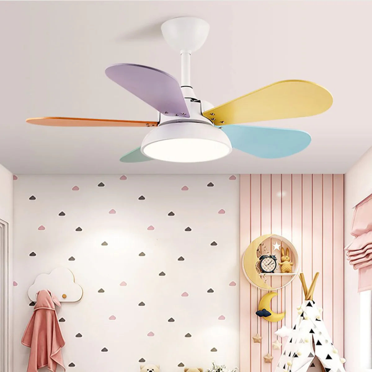 Macaron Colorful Round Ceiling Fan Light - Nuvé