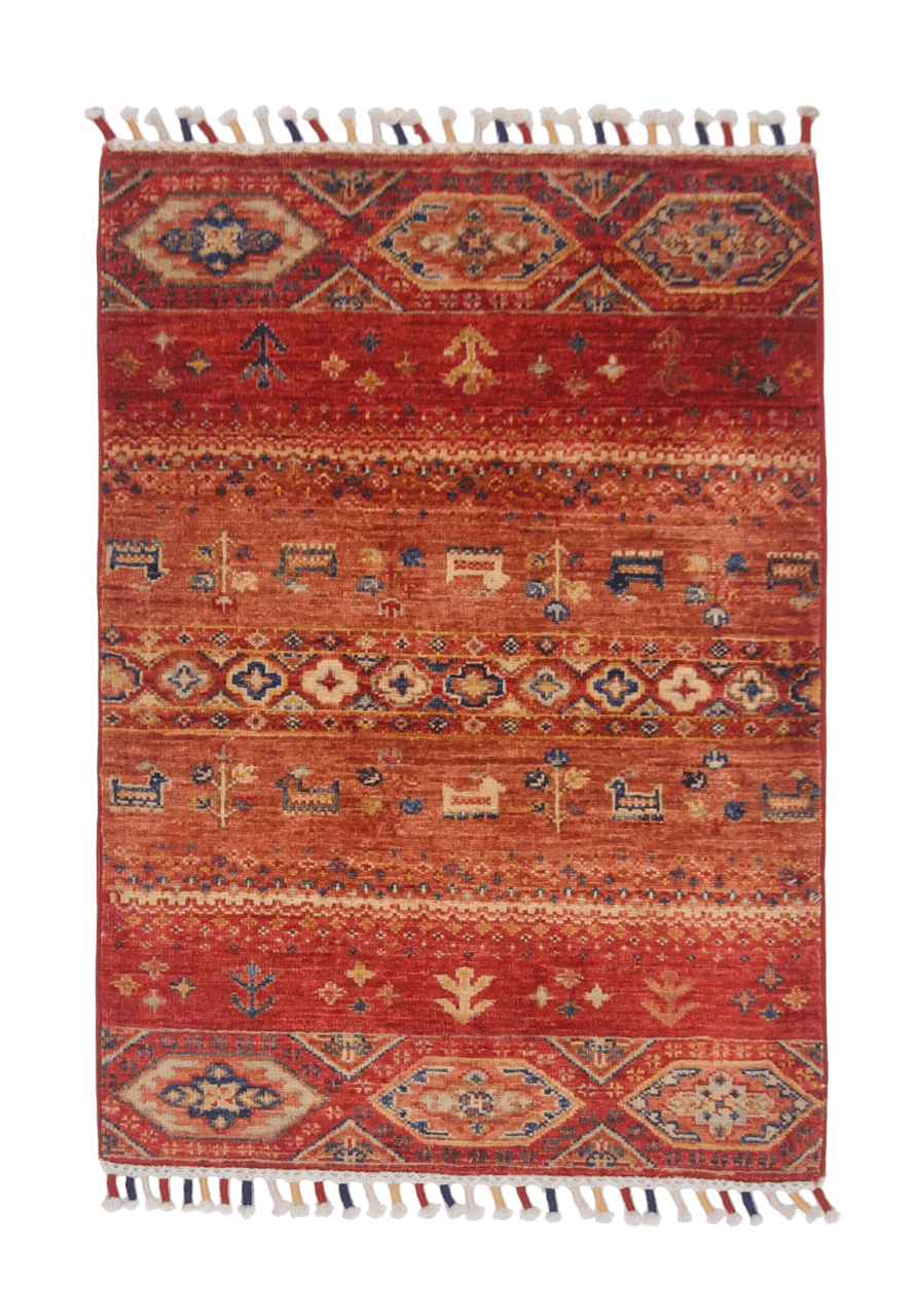 Afghan Khorjin-Gabbeh (2'00"x2'10") red/multicolor - Nuvé