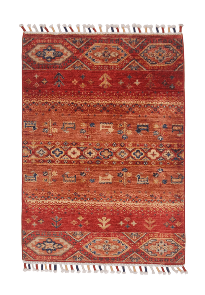 Afghan Khorjin-Gabbeh (2'00"x2'10") red/multicolor - Nuvé