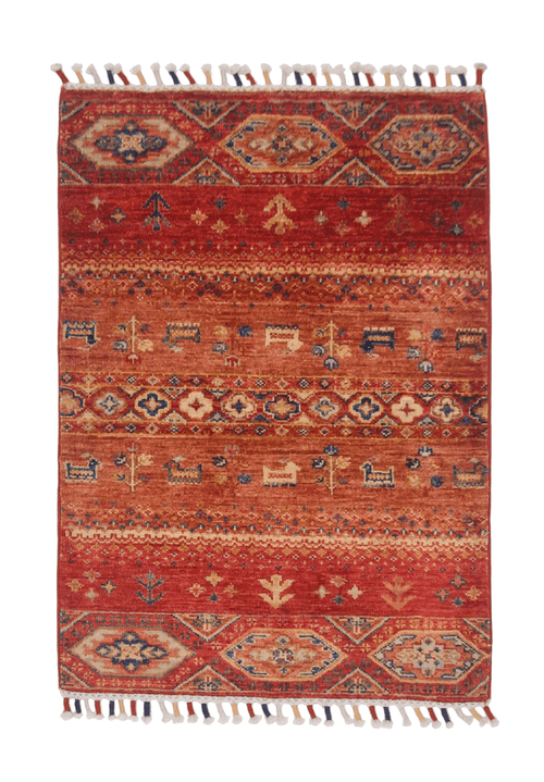 Afghan Khorjin-Gabbeh (2'00"x2'10") red/multicolor - Nuvé