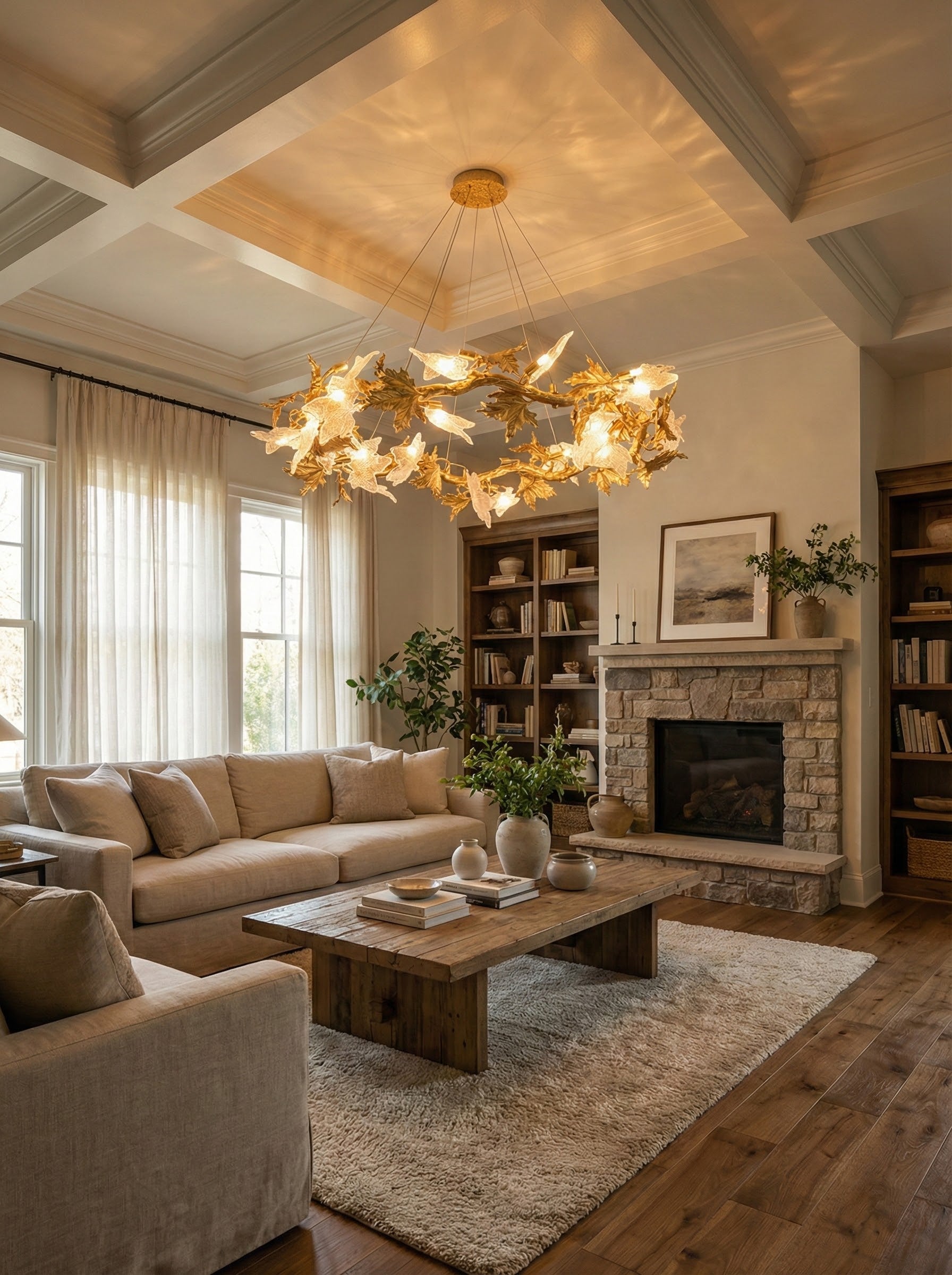 Maple Leaf Brass Chandelier - Nuvé