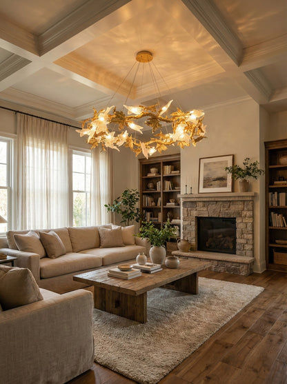 Maple Leaf Brass Chandelier - Nuvé