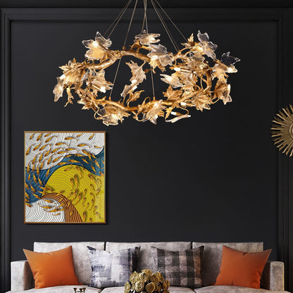 Maple Leaf Brass Chandelier - Nuvé