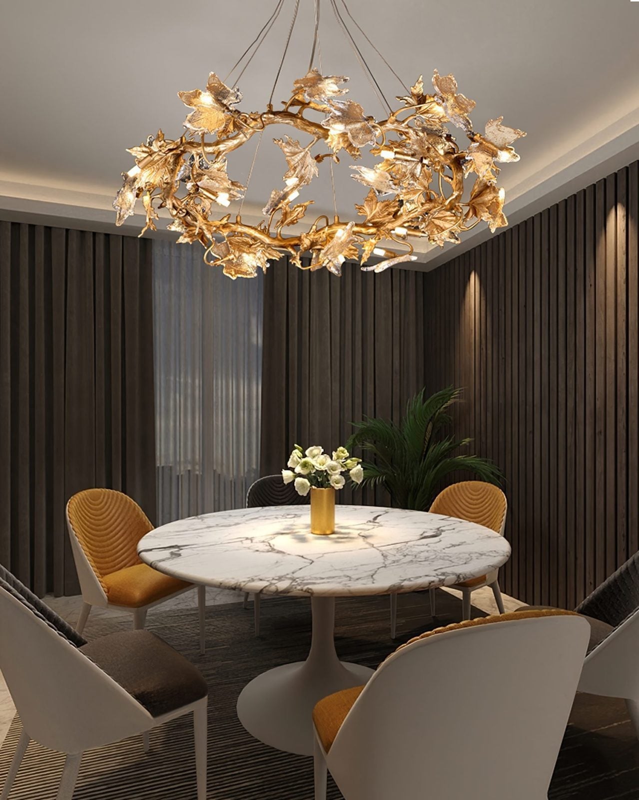 Maple Leaf Brass Chandelier - Nuvé