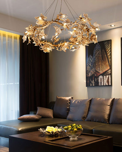 Maple Leaf Brass Chandelier - Nuvé