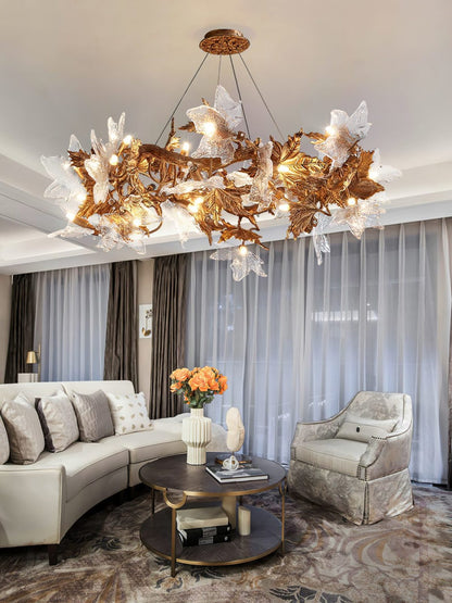 Maple Leaf Brass Chandelier - Nuvé