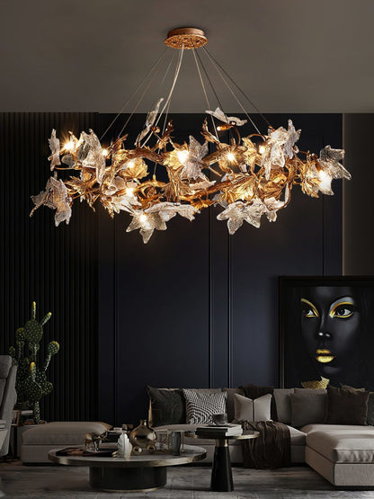 Maple Leaf Brass Chandelier - Nuvé