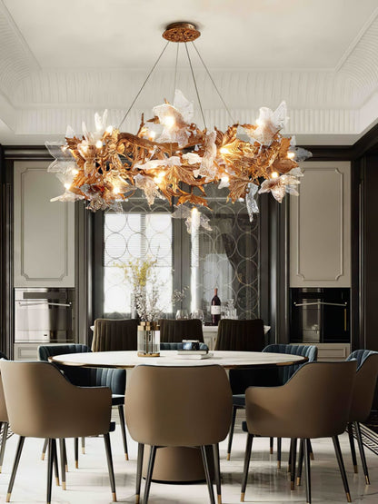 Maple Leaf Brass Chandelier - Nuvé