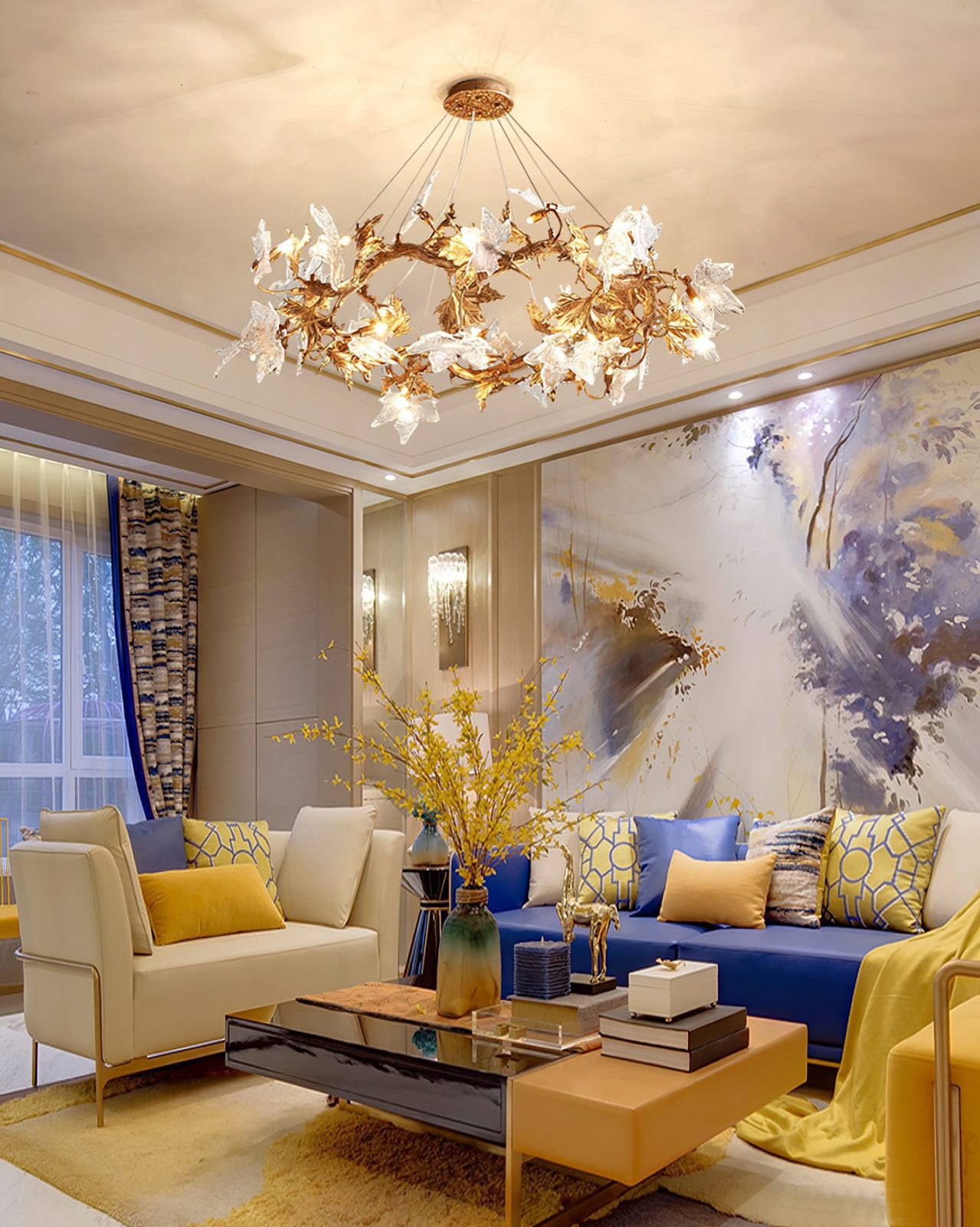 Maple Leaf Brass Chandelier - Nuvé
