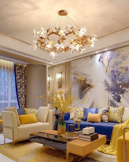Maple Leaf Brass Chandelier - Nuvé